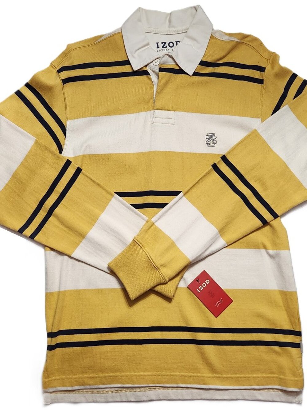 Izod Men's Luxury Sport Long Sleeve Rugby Polo Shirt - Size S